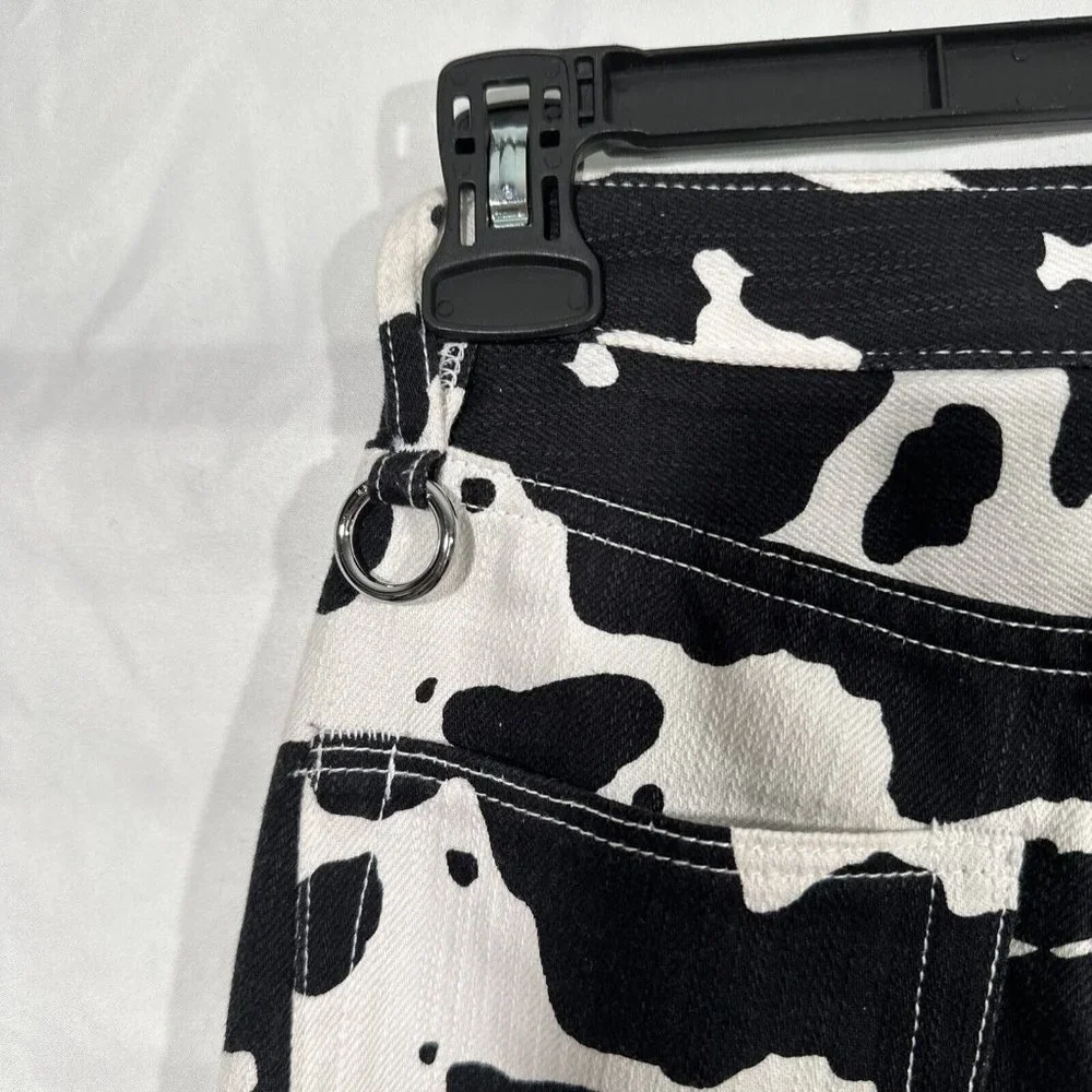 NEW $395 SIMON MILLER [ 24 ] Bell Bottom Jeans In Black White Cow‎ Print #Q375